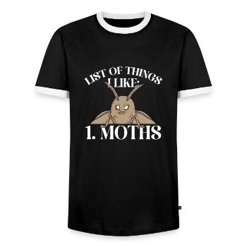 Moths Insect Collector Entomologist - Men's Ringer Shirt - black/white - Front - AI Model Female 172 light (172cm) & AI Model Male 178 light (178cm)