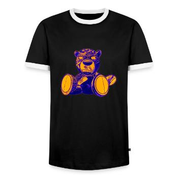 Creepy Teddy Yellow - Männer Kontrast-T-Shirt - Schwarz/Weiß - Vorne - AI Model Female 172 light (172cm) & AI Model Male 178 light (178cm)