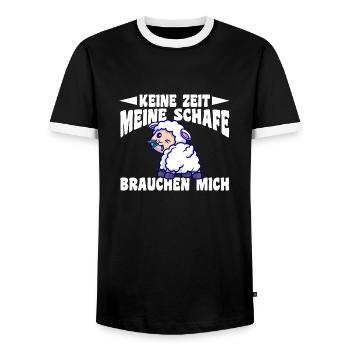 Schaf Schäfer Schäferei Bauer Landwirt Bauernhof S - Männer Kontrast-T-Shirt - Schwarz/Weiß - Vorne - AI Model Female 172 light (172cm) & AI Model Male 178 light (178cm)