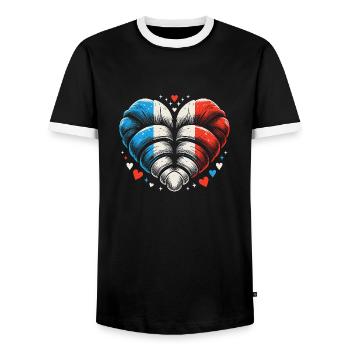 Französische Croissant Kunst - Lustiges Geschenk - Männer Kontrast-T-Shirt - Schwarz/Weiß - Vorne - AI Model Female 172 light (172cm) & AI Model Male 178 light (178cm)