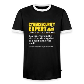 Cybersecurity Hackers IT Security - Men's Ringer Shirt - black/white - Front - AI Model Female 172 light (172cm) & AI Model Male 178 light (178cm)