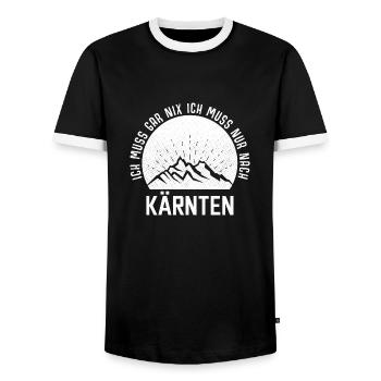 I just have to go to Carinthia, Mountains, Austria - Men's Ringer Shirt - black/white - Front - AI Model Female 172 light (172cm) & AI Model Male 178 light (178cm)