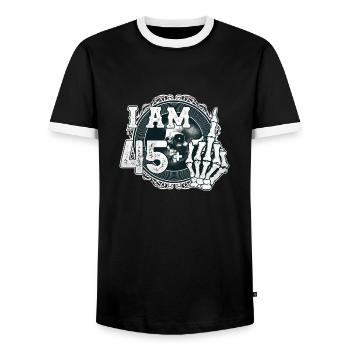 Im 45 plus 1 middle finger Skull funny 46th - Men's Ringer Shirt - black/white - Front - AI Model Female 172 light (172cm) & AI Model Male 178 light (178cm)