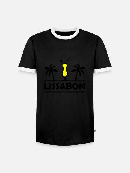 lissabon - Männer Kontrast-T-Shirt - Schwarz/Weiß