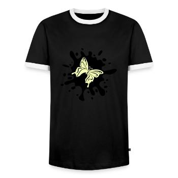 Butterfly Splash of Color - Men's Ringer Shirt - black/white - Front - AI Model Female 172 light (172cm) & AI Model Male 178 light (178cm)
