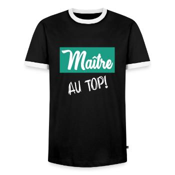 MASTER. MASTER - Men's Ringer Shirt - black/white - Front - AI Model Female 172 light (172cm) & AI Model Male 178 light (178cm)