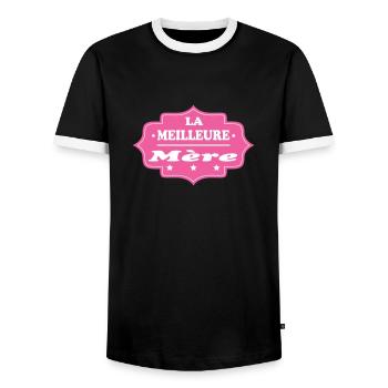 LA MEILLEURE Mère - T-shirt contrasté Homme - noir/blanc - Devant - AI Model Female 172 light (172cm) & AI Model Male 178 light (178cm)