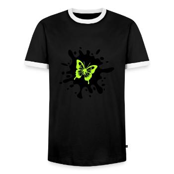 Butterfly Splashes of Color - Men's Ringer Shirt - black/white - Front - AI Model Female 172 light (172cm) & AI Model Male 178 light (178cm)