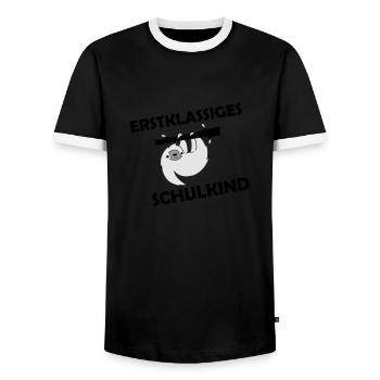 First class school kid 002 - Men's Ringer Shirt - black/white - Front - AI Model Female 172 light (172cm) & AI Model Male 178 light (178cm)