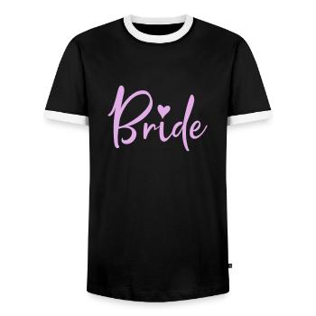 bride - Men's Ringer Shirt - black/white - Front - AI Model Female 172 light (172cm) & AI Model Male 178 light (178cm)
