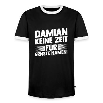Prénom Damian - T-shirt contrasté Homme - noir/blanc - Devant - AI Model Female 172 light (172cm) & AI Model Male 178 light (178cm)