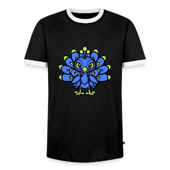 Bande dessinée Paon - T-shirt contrasté Homme - noir/blanc - Devant - AI Model Female 172 light (172cm) & AI Model Male 178 light (178cm)