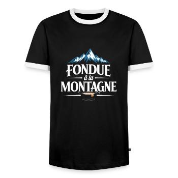 Fondue à la montagne - T-shirt contrasté Homme - noir/blanc - Devant - AI Model Female 172 light (172cm) & AI Model Male 178 light (178cm)