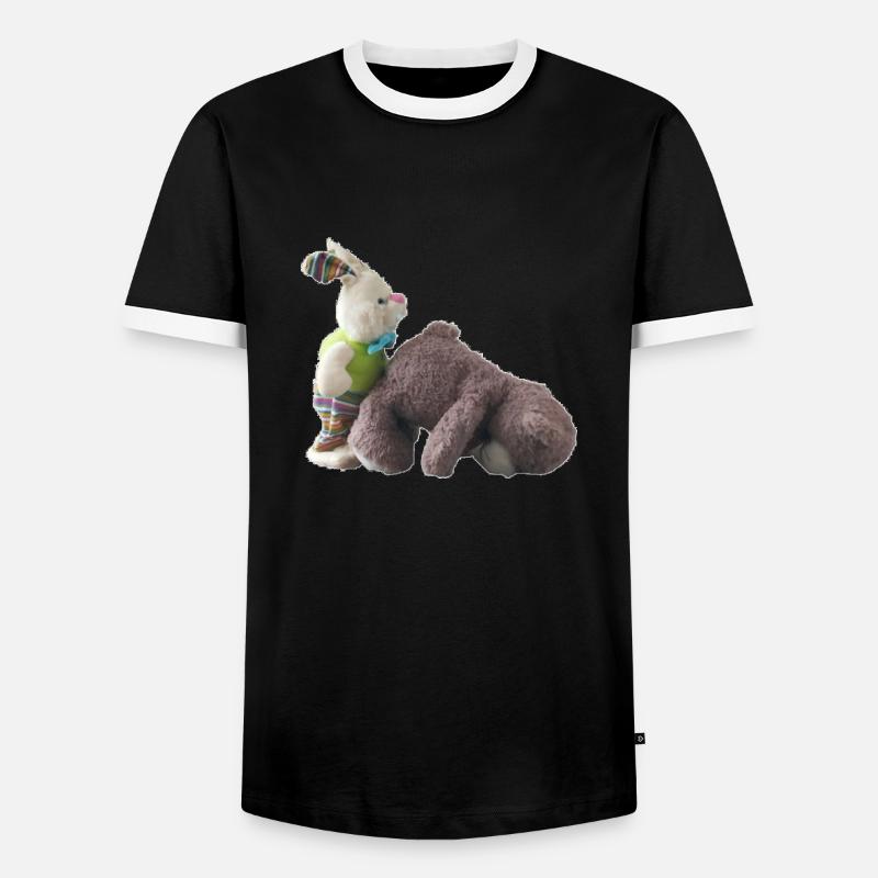 Teddy Bear Bunny - Men's Ringer Shirt - black/white
