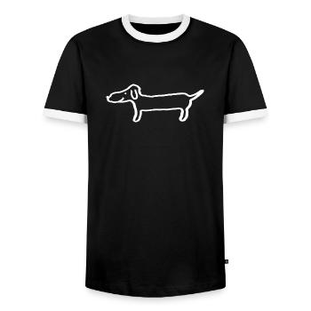 Teckel croquis chien idée cadeau - T-shirt contrasté Homme - noir/blanc - Devant - AI Model Female 172 light (172cm) & AI Model Male 178 light (178cm)