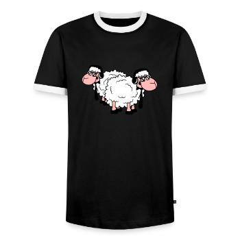 2 Sheep Sunglasses Music Party DJ Team Friends - Men's Ringer Shirt - black/white - Front - AI Model Female 172 light (172cm) & AI Model Male 178 light (178cm)