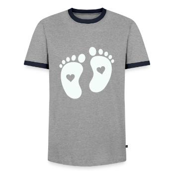 Pieds de bébé - T-shirt contrasté Homme - gris/marine  - Devant - AI Model Female 172 light (172cm) & AI Model Male 178 light (178cm)