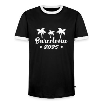 barcelona 2025 - Männer Kontrast-T-Shirt - Schwarz/Weiß - Vorne - AI Model Female 172 light (172cm) & AI Model Male 178 light (178cm)