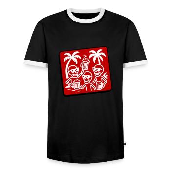 Urlaub Party Skelett Bier Team - Männer Kontrast-T-Shirt - Schwarz/Weiß - Vorne - AI Model Female 172 light (172cm) & AI Model Male 178 light (178cm)