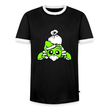 Turtle Santa Claus Hat Gifts Comic - Men's Ringer Shirt - black/white - Front - AI Model Female 172 light (172cm) & AI Model Male 178 light (178cm)