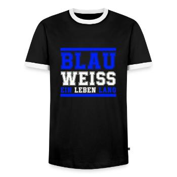 Bleu et blanc pour toute une vie - T-shirt contrasté Homme - noir/blanc - Devant - AI Model Female 172 light (172cm) & AI Model Male 178 light (178cm)
