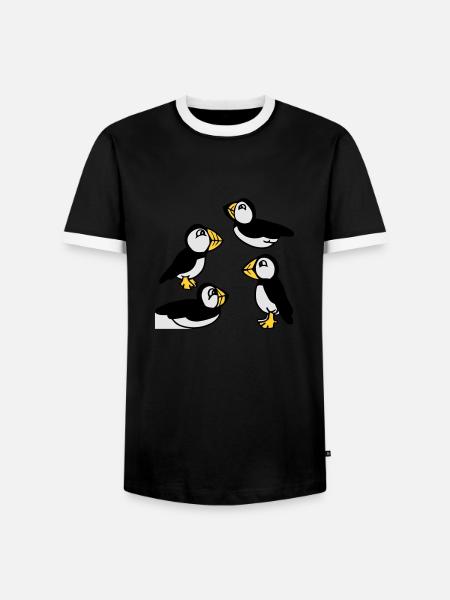 Family of Puffins - Men's Ringer Shirt - black/white