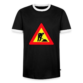 Men at Work - Men's Ringer Shirt - black/white - Front - AI Model Female 172 light (172cm) & AI Model Male 178 light (178cm)