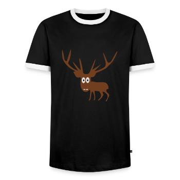 Hirsch - Männer Kontrast-T-Shirt - Schwarz/Weiß - Vorne - AI Model Female 172 light (172cm) & AI Model Male 178 light (178cm)