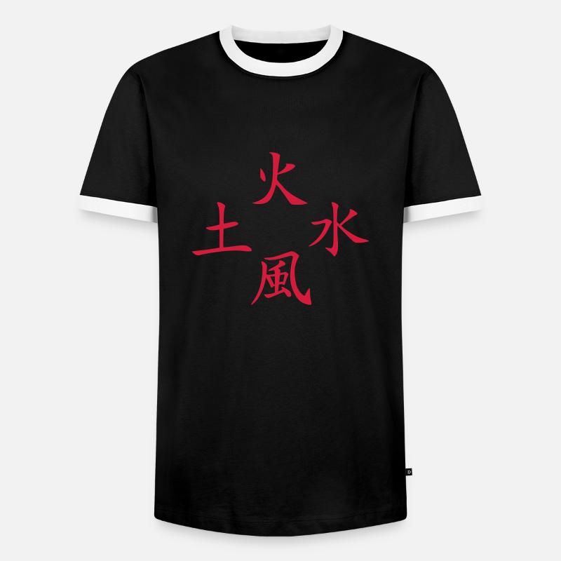 4 elements2 - Männer Kontrast-T-Shirt - Schwarz/Weiß