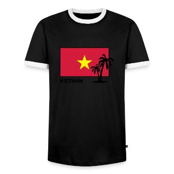 vietnam - Männer Kontrast-T-Shirt - Schwarz/Weiß - Vorne - AI Model Female 172 light (172cm) & AI Model Male 178 light (178cm)