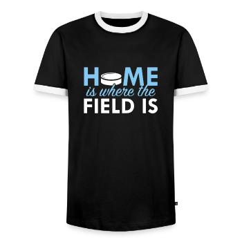 Feld Hockey Shirt - Männer Kontrast-T-Shirt - Schwarz/Weiß - Vorne - AI Model Female 172 light (172cm) & AI Model Male 178 light (178cm)