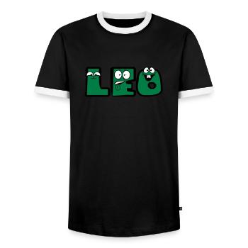 leo first name males child baby offspring pregnant - Men's Ringer Shirt - black/white - Front - AI Model Female 172 light (172cm) & AI Model Male 178 light (178cm)