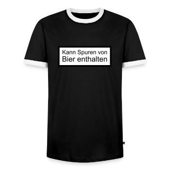 Kann Spuren von Bier enthalten - Männer Kontrast-T-Shirt - Schwarz/Weiß - Vorne - AI Model Female 172 light (172cm) & AI Model Male 178 light (178cm)