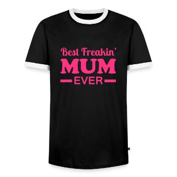 Mum - Men's Ringer Shirt - black/white - Front - AI Model Female 172 light (172cm) & AI Model Male 178 light (178cm)