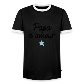 Papa d amour e toile - T-shirt contrasté Homme - noir/blanc - Devant - AI Model Female 172 light (172cm) & AI Model Male 178 light (178cm)