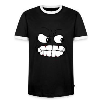 kopf gesicht boese wuetend beherrschung verloren z - Männer Kontrast-T-Shirt - Schwarz/Weiß - Vorne - AI Model Female 172 light (172cm) & AI Model Male 178 light (178cm)