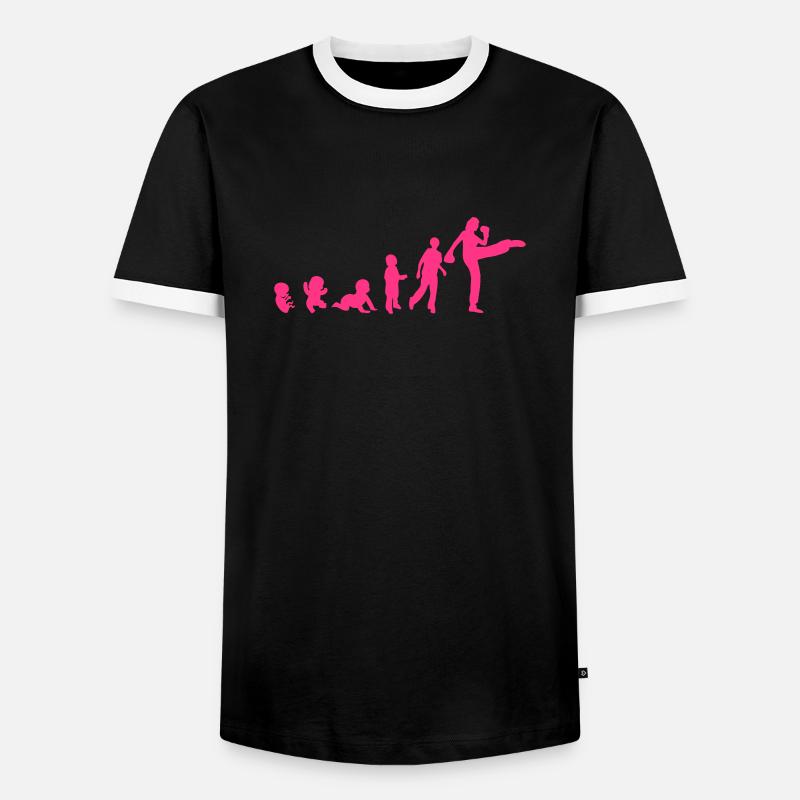 evolution franzoesisch boxen savate 4 - Männer Kontrast-T-Shirt - Schwarz/Weiß