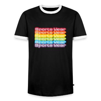 Sports Wear Rainbow two - Men's Ringer Shirt - black/white - Front - AI Model Female 172 light (172cm) & AI Model Male 178 light (178cm)