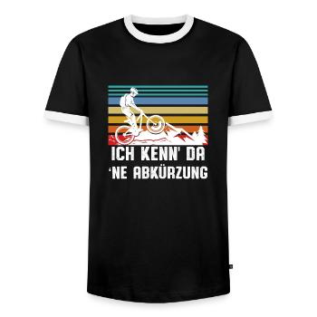 Ich kenn da ne Abkürzung - Männer Kontrast-T-Shirt - Schwarz/Weiß - Vorne - AI Model Female 172 light (172cm) & AI Model Male 178 light (178cm)