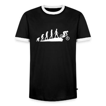 Mountainbike MTB Mountain Biking Evolution - Männer Kontrast-T-Shirt - Schwarz/Weiß - Vorne - AI Model Female 172 light (172cm) & AI Model Male 178 light (178cm)