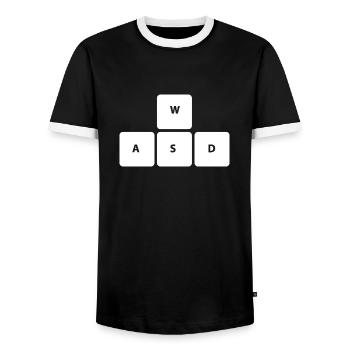 WSAD Gamer Gaming Clavier Gambler Chemise - T-shirt contrasté Homme - noir/blanc - Devant - AI Model Female 172 light (172cm) & AI Model Male 178 light (178cm)