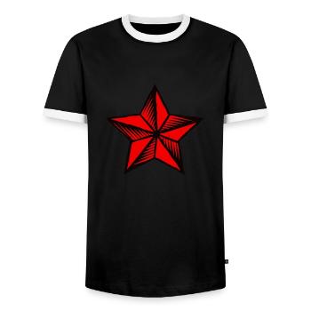 Étoile rouge - T-shirt contrasté Homme - noir/blanc - Devant - AI Model Female 172 light (172cm) & AI Model Male 178 light (178cm)