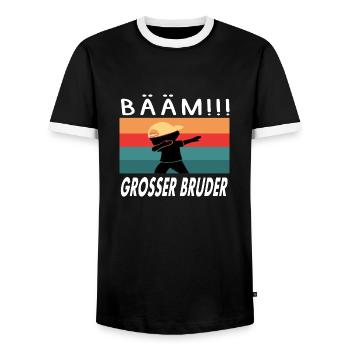 Bääm! Großer Bruder Ankündigung Dab Geburt - Männer Kontrast-T-Shirt - Schwarz/Weiß - Vorne - AI Model Female 172 light (172cm) & AI Model Male 178 light (178cm)