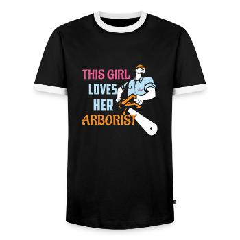 This Girl Loves Her Arborist Woodworker Lumberjac - Männer Kontrast-T-Shirt - Schwarz/Weiß - Vorne - AI Model Female 172 light (172cm) & AI Model Male 178 light (178cm)