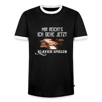 Trombones And Tacos Musiker Piano - Männer Kontrast-T-Shirt - Schwarz/Weiß - Vorne - AI Model Female 172 light (172cm) & AI Model Male 178 light (178cm)
