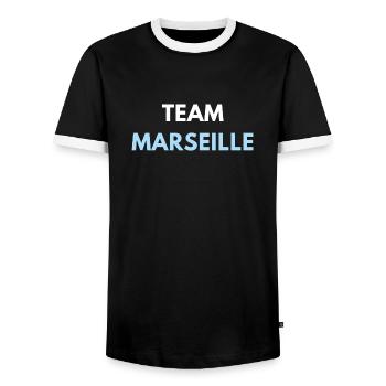 TEAM MARSEILLE FOOT - T-shirt contrasté Homme - noir/blanc - Devant - AI Model Female 172 light (172cm) & AI Model Male 178 light (178cm)