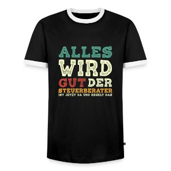 Alles Wird Gut Der Steuerberater Ist Jetzt Da und - Männer Kontrast-T-Shirt - Schwarz/Weiß - Vorne - AI Model Female 172 light (172cm) & AI Model Male 178 light (178cm)