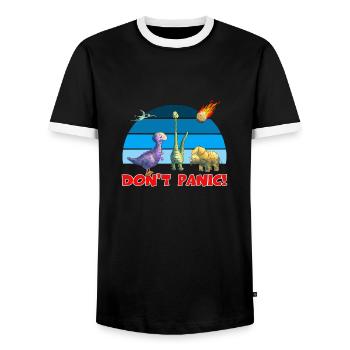 Dinos - Männer Kontrast-T-Shirt - Schwarz/Weiß - Vorne - AI Model Female 172 light (172cm) & AI Model Male 178 light (178cm)