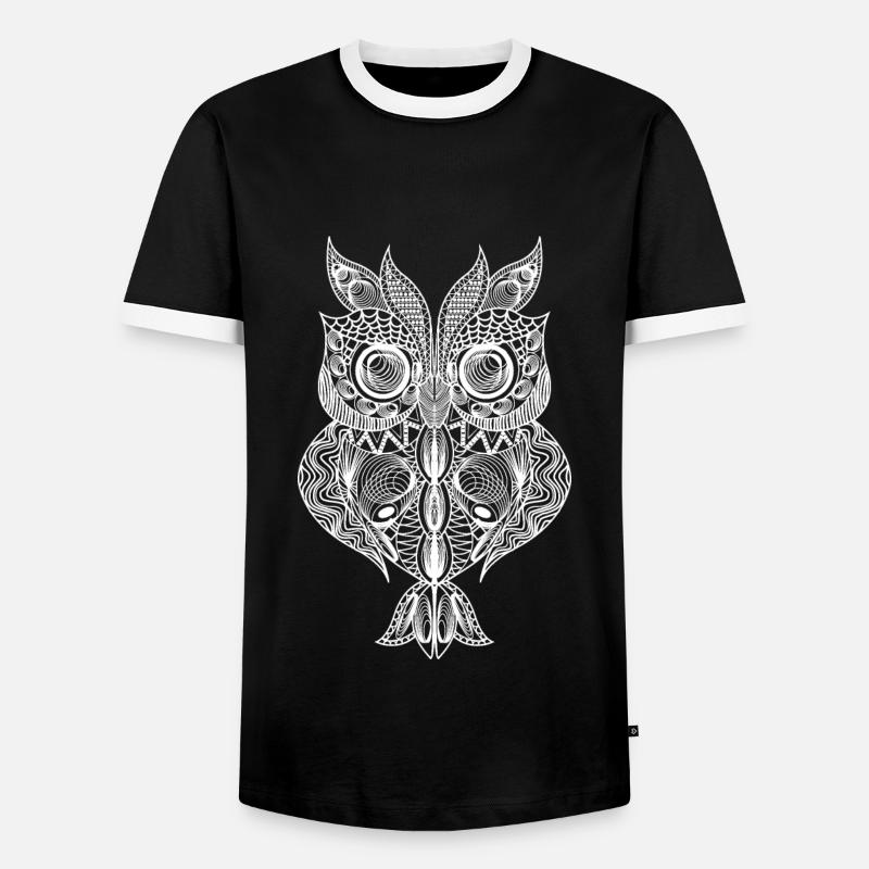 Eule Mandala - Männer Kontrast-T-Shirt - Schwarz/Weiß