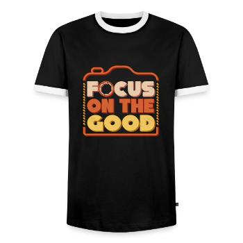 Photographer Photography Focus On The Good Camera - Männer Kontrast-T-Shirt - Schwarz/Weiß - Vorne - AI Model Female 172 light (172cm) & AI Model Male 178 light (178cm)